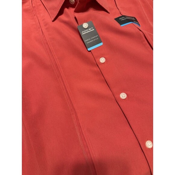 Men AXIST Bowling Shirt  blood orange  Large  Anti-wrinkle NWT - Picture 6 of 9